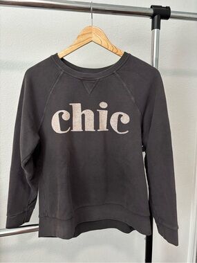 Sol Angeles Charcoal Sweatshirt with Cream "chic" Logo